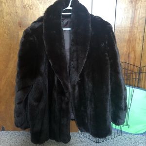 Large brown fur coat